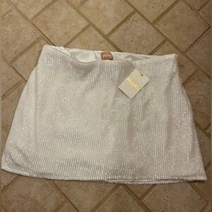Show Me Your MuMu Sparkling White Mini Skirt
